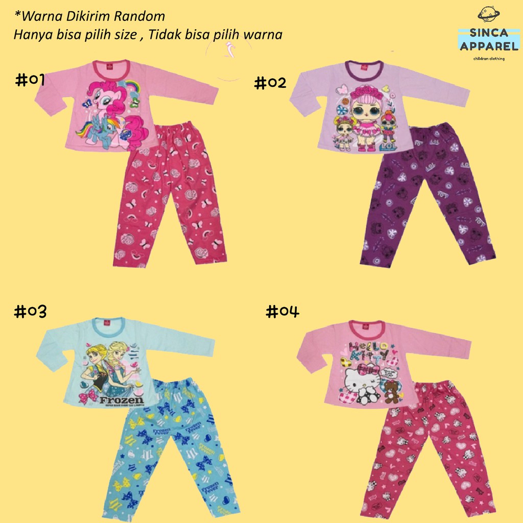 Setelan Baju  Piyama Anak  Perempuan  Baju  Tidur  Lengan  Panjang  Kombinasi Set Piyama Celana 