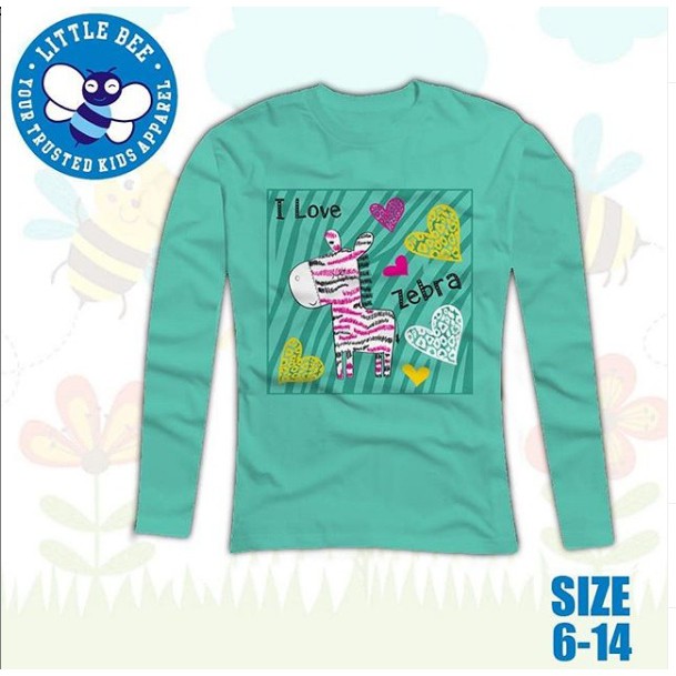 baju anak perempuan merk little bee (hijau tosca)