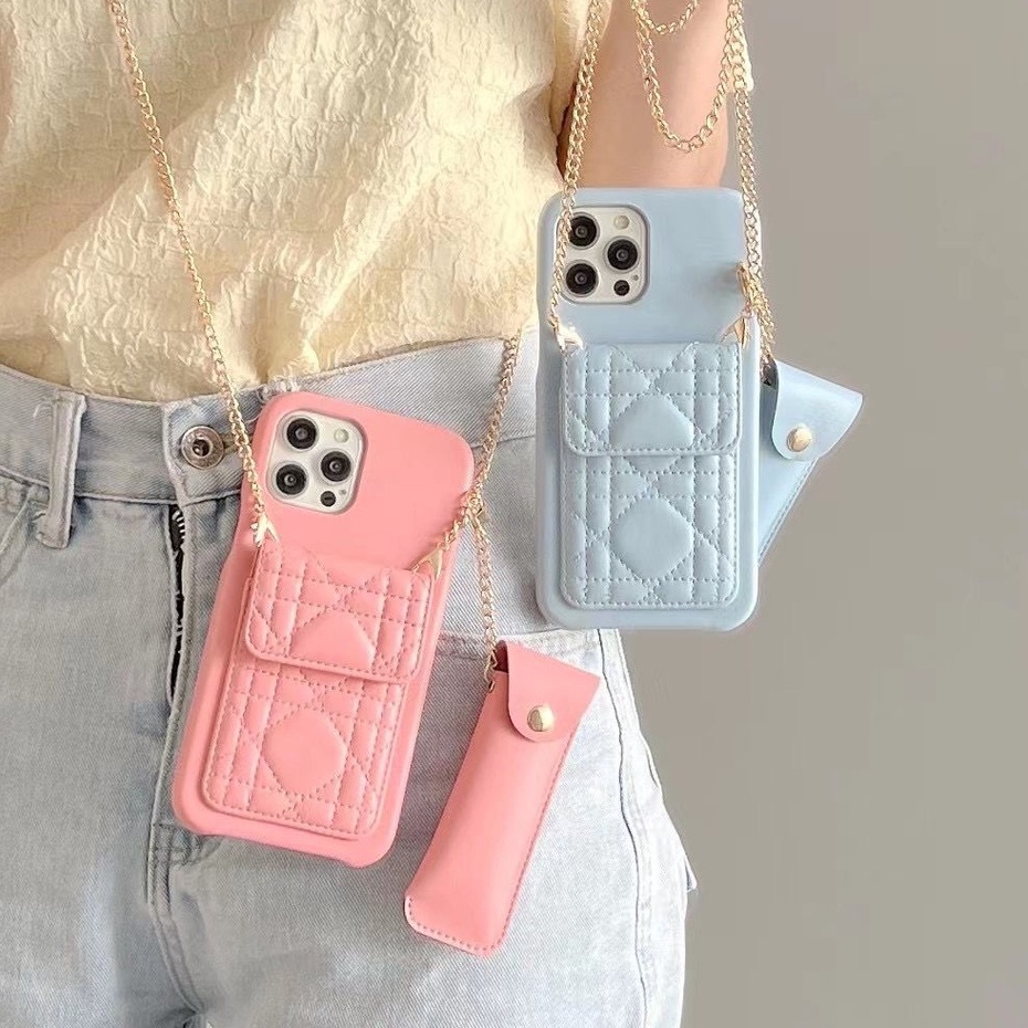 Case Tali selempang panjang Warna pastel lipstick pouch for Iphone 11 Pro Max 12 Pro Max 13 Pro Max FH90