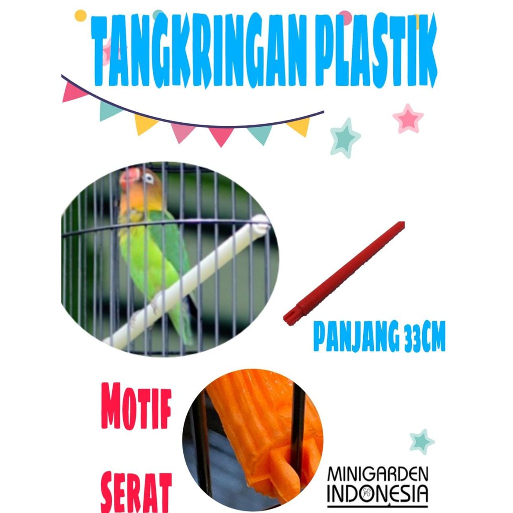 TANGKRINGAN LOVEBIRD PLASTIK motif serat kayu pijakan mainan aksesoris tangkringan sangkar burung