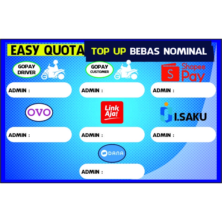 

Poster Kertas Topup Emoney Untuk Konter Pulsa