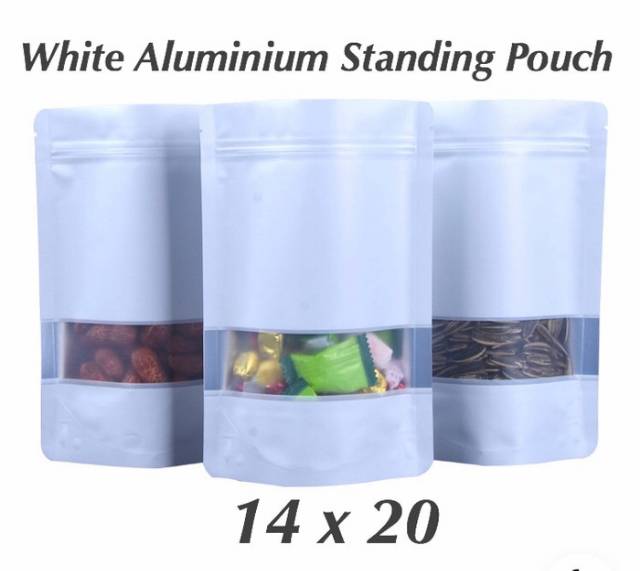 White matte standing pouch window aluminium