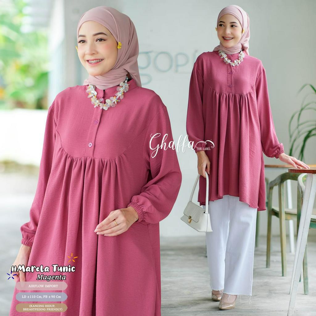 Marela Tunic Atasan Wanita Muslim Airflow Original Produk By Ghaffa