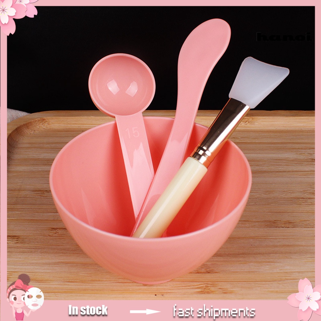 HQTM_Facial Masque Tools Soft DIY Anti-Slip Base Makeup Beauty Face Masque Stick Spoon Bowl Tools Kit for Home