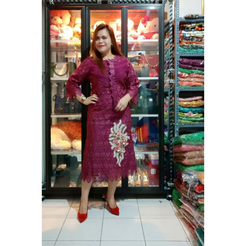 SET ROK BROKAT HEN PENDEK/SET ROK BRUKAT BUNGA