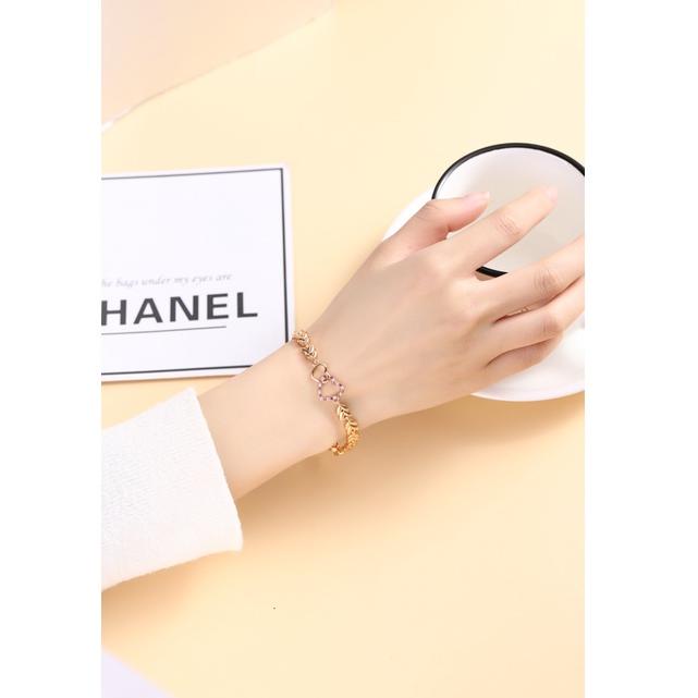 D.G.C  Gelang Rantai Titanium Anti Karat Mewah Rose Gold Gelang Serut Korean Style Gelang Wanita  D2