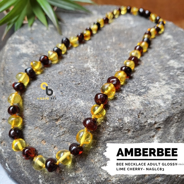 Kalung Amber Dewasa Premium Glossy Lime Cherry NAGLC83 46-50cm by Amber Bee