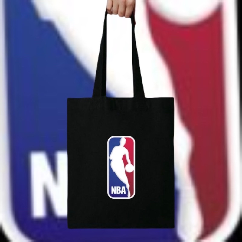 TOTE BAG NBA - TOTEBAG BASKETBALL NBA LOGO - RESLETING HITAM PRIA WANITA TAS SELEMPANG DISTRO KANVAS