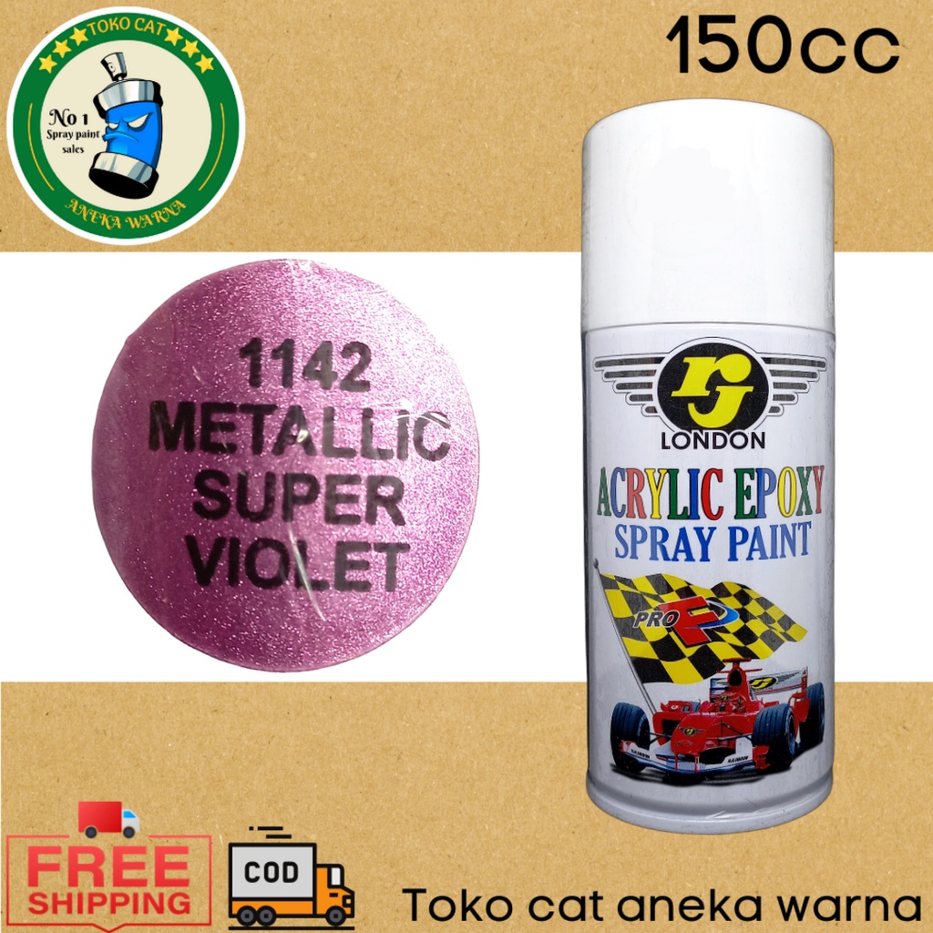 cat semprot 150cc rj london metallic metalik super violet ungu spray paint pilok pilox