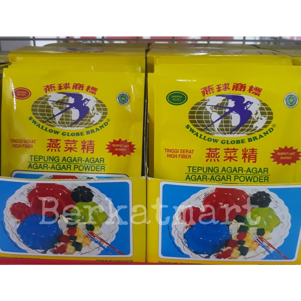 SWALLOW GLOBE Sachet Tepung Agar Agar Powder 7 Gram Semua Warna