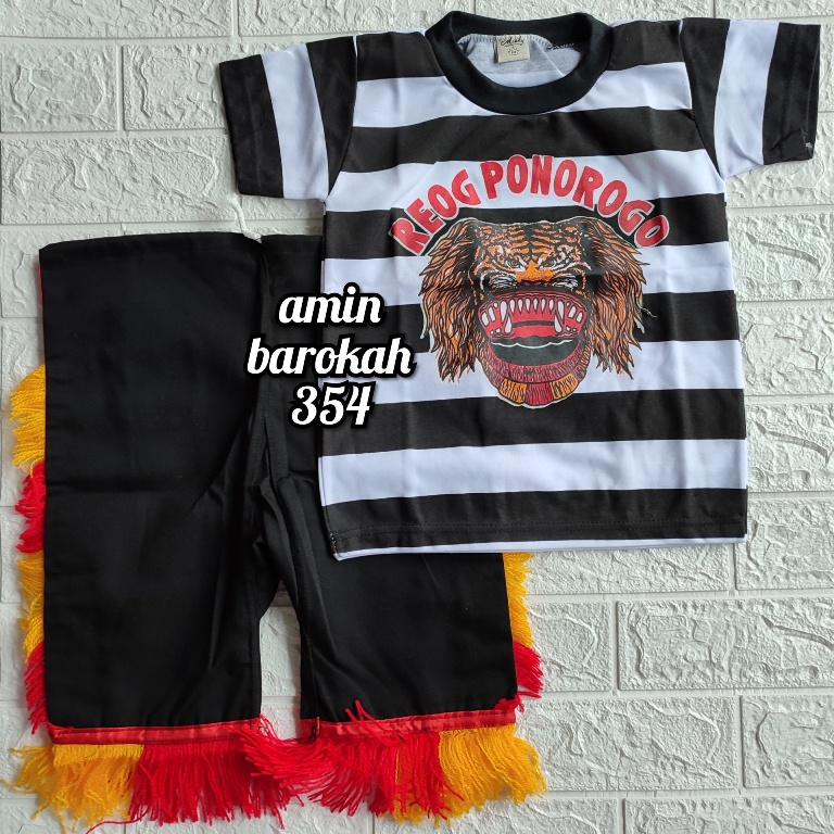 COD...!!! Setelan Kaos Reog Ponorogo Anak (DAPAT BAJU &amp; CELANA) - Tersedia Warna Hitam &amp; Merah - Ukuran Anak Usia 0-15 Tahun