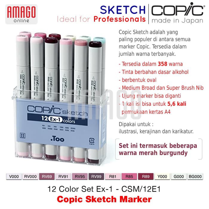 COPIC SKETCH - 12 COLOR SET EX-1 - CSM/12E1