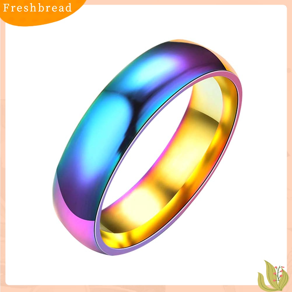 [TERLARIS]Fashion Rainbow Dome Stainless Steel Finger Ring Couple Wedding Jewelry Gift