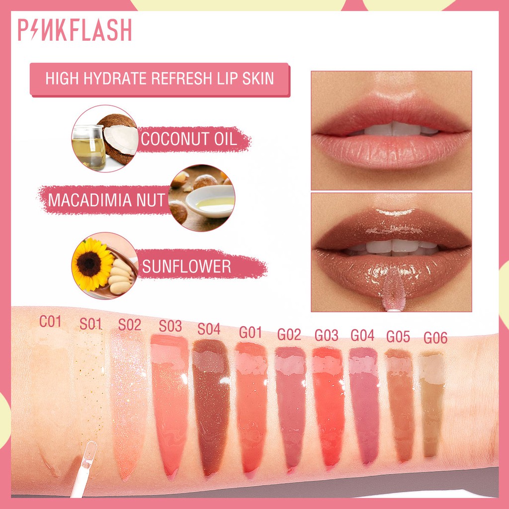 [ORI BPOM] PINKFLASH Lasting Glossy Lipgloss Untuk Perawatan Bibir Montok | Pinkflash Ohmygloss Moisturizing Shine and Shimmer Plumping Lip Gloss Lip Care Glasir Bibir | Pink Flash #PF-L02