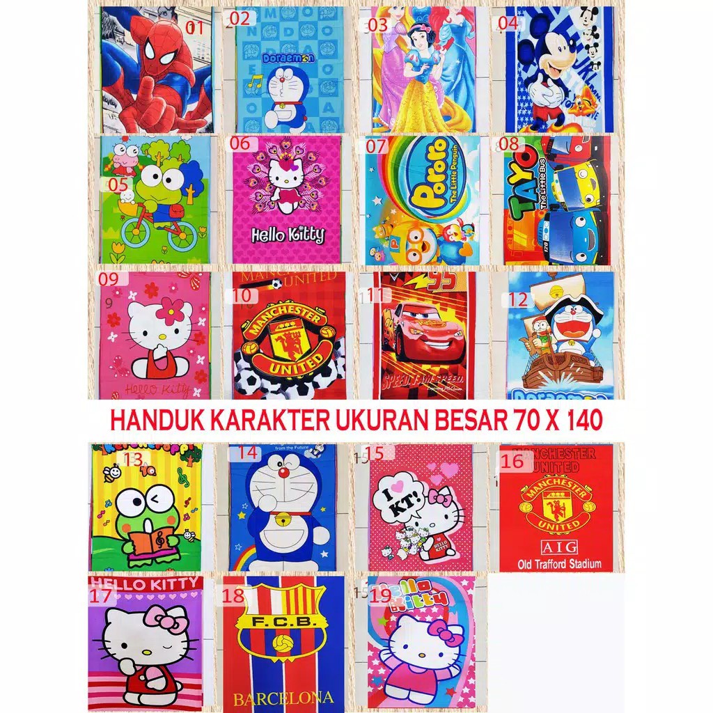 Handuk Motif Lucu Besar [BISA COD 1KG MUAT 5]  Ukuran 70 x 140 / Handuk Microfibe Mandi Lembut