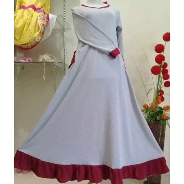 Gamis misbi polos kombinasi warna klok bawah rample