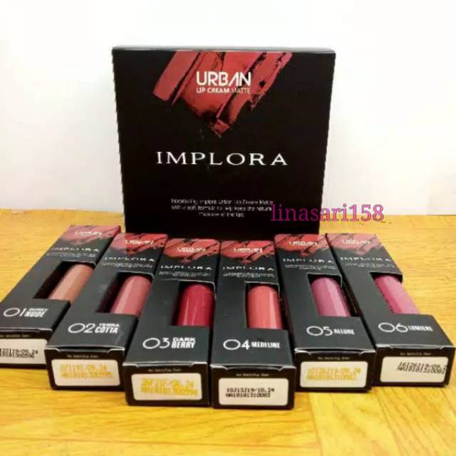 IMPLORA LIP CREAM  MATTE BY URBAN NO 1-12