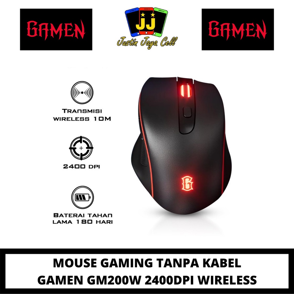 MOUSE GAMING TANPA KABEL GAMEN GM200W WIRELESS GAMING MOUSE 2400DPI ORIGINAL