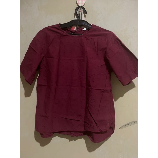 blouse katun dobby uniqlo