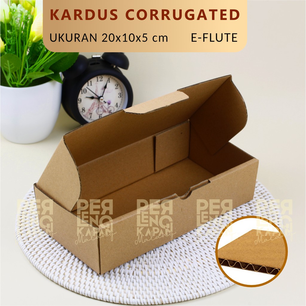 KARDUS CORRUGATED 20X10X5 CM | DIE CUT | KOTAK KARTON | BOX PACKING | SOUVENIR | PIZZA |-1