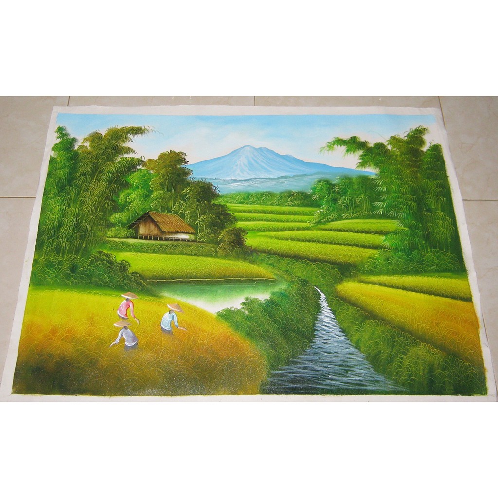 Lukisan Pemandangan Nuansa Teduh 80 X 60 Cm Shopee Indonesia