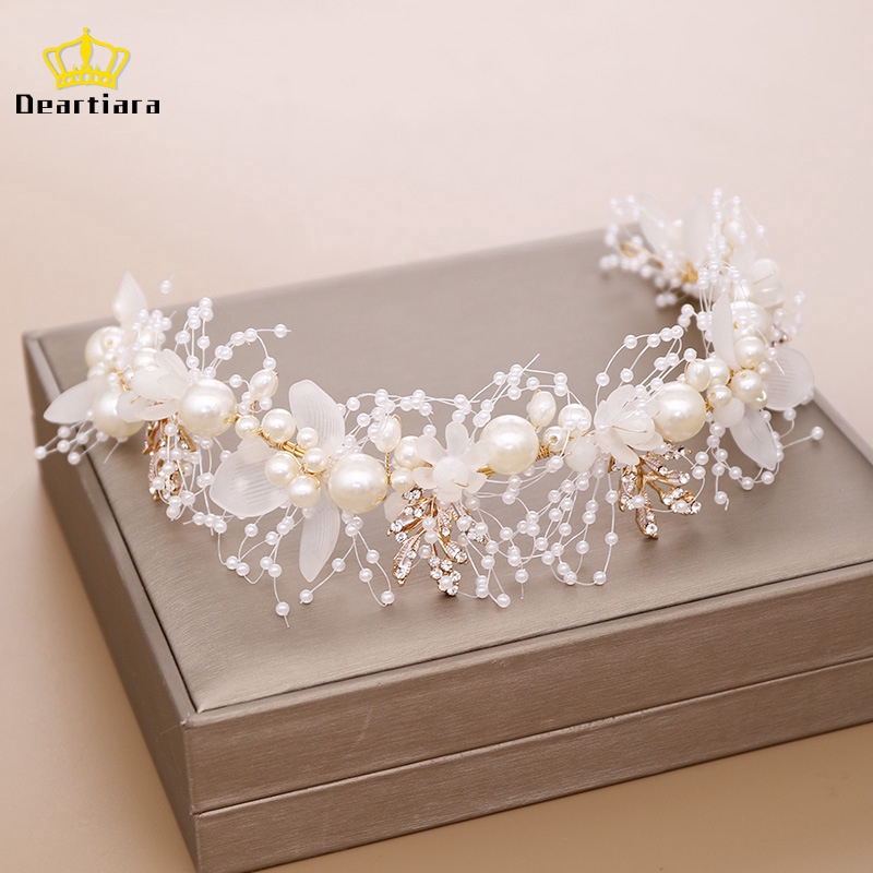 Bando Mutiara Topi Baja Buatan Tangan untuk Pernikahan Pengantin