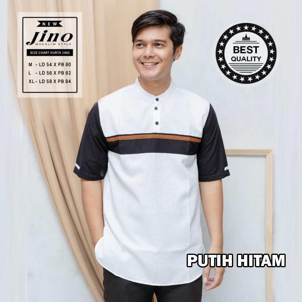 Baju Muslim Kemeja Koko Kurta Jino Pria Dewasa Lengan Pendek Terbaru