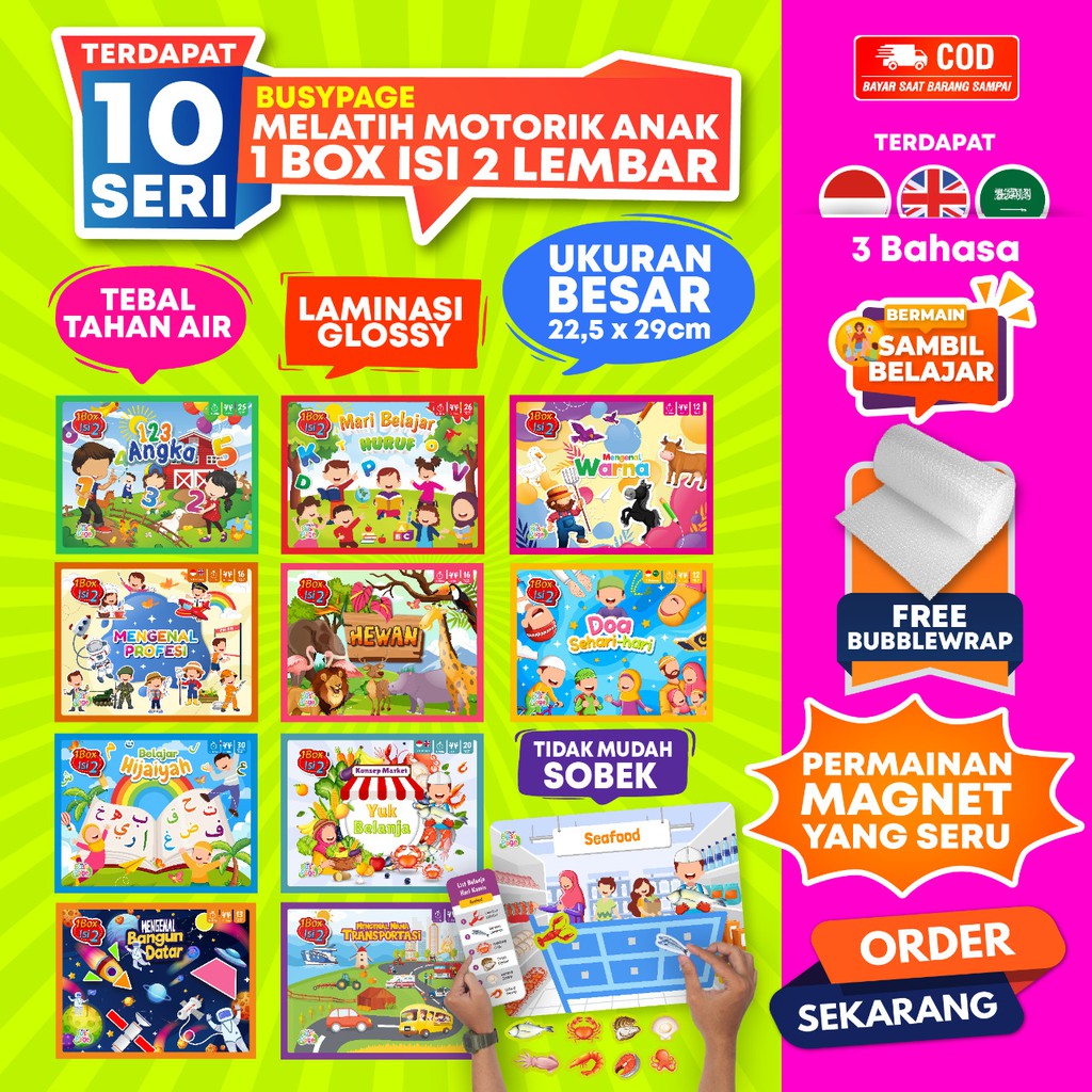 [1BOX ISI 2] KONSEP BUSY PAGE / ACTIVITY SHEET / MAINAN EDUKASI ANAK