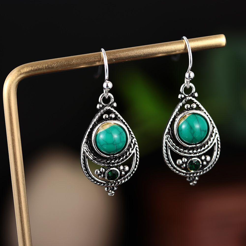 Preva 1pasang Moonstone Earrings Charm Hadiah Kait Menjuntai Pertunangan Pernikahan Turquoise