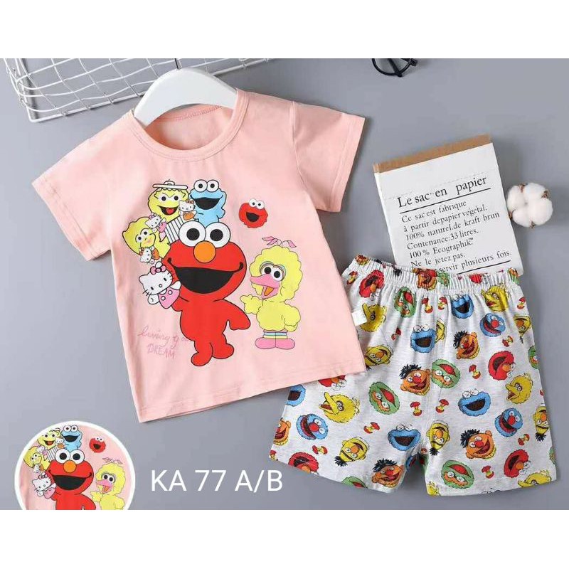 Elmo baju & celana setelan anak