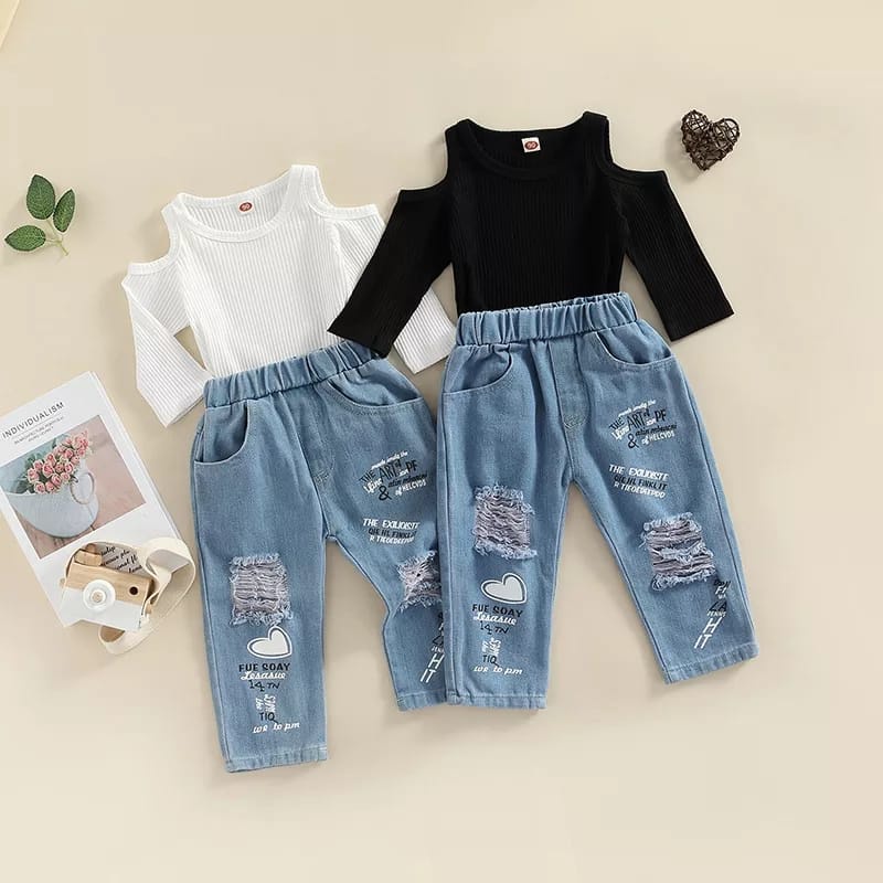 (LOLI-JKT) BS-254 SET ANAK CEWEK MODEL L.A JEANS SIZE 90-140