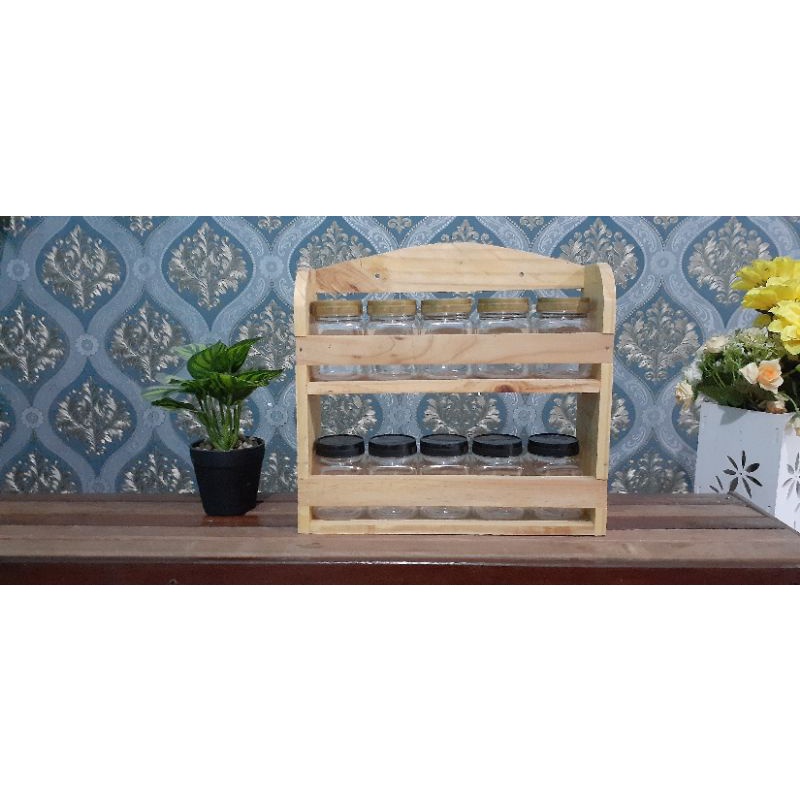 Rak Bumbu Dapiur / Rak Bubuk kopi, gula Free 5pcs Toples