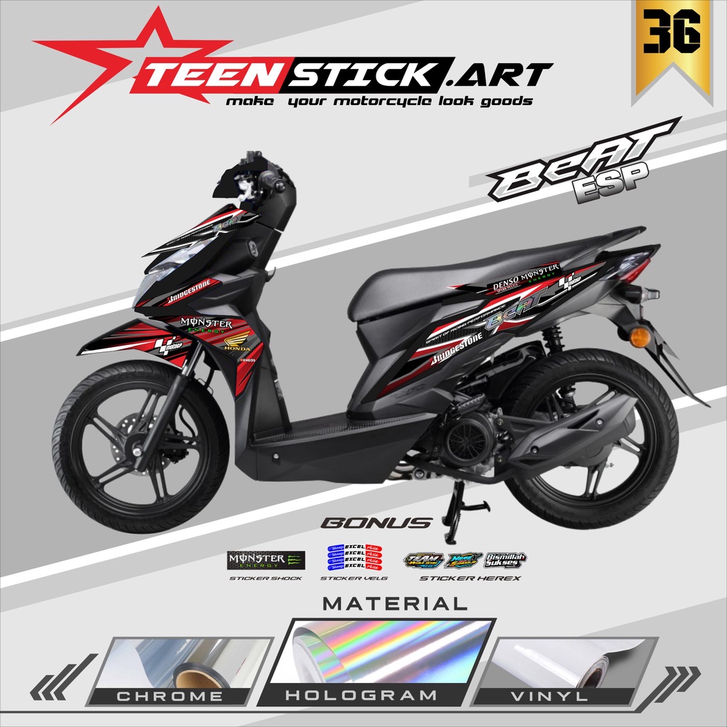 STRIPING BEAT ESP/STREET 2016-2019 - STRIPING HOLOGRAM HONDA BEAT ESP/STREET 2016-2019 RACING
