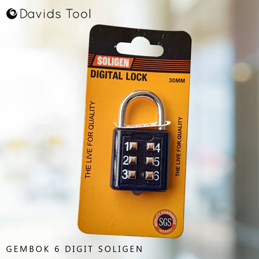 Gembok Pin Password Nomor Digital Soligen 30mm