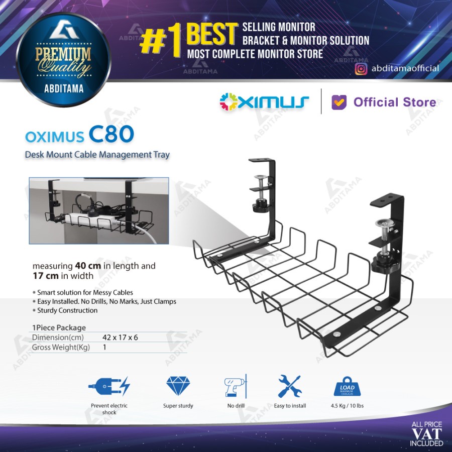 Desk Mount Cable Management Tray Oximus C80