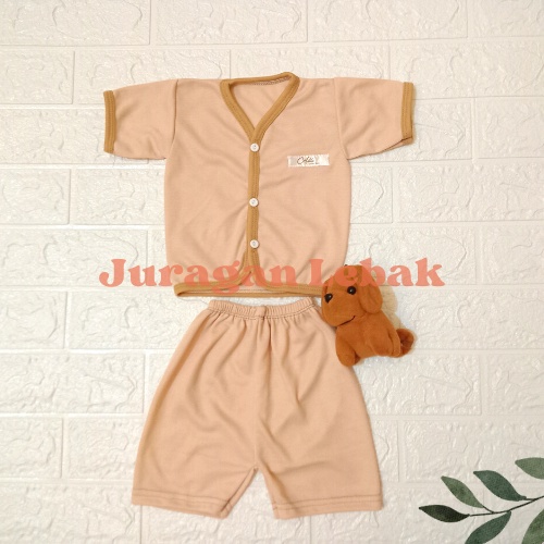 6 pcs Baju Lengan Pendek dan Celana Pendek, Setelan Baju Bayi Baru Lahir Seri Coklat - Juragan Lebak