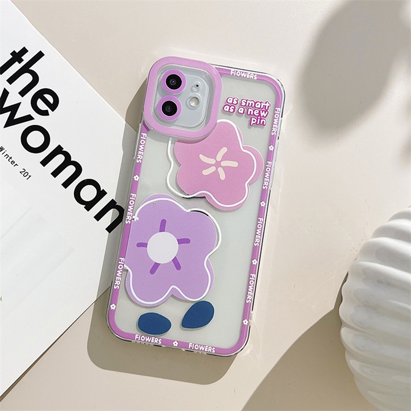 Soft Case Silikon Motif Bunga Ungu Untuk OPPO A16 A16e A15 A15s A54 A74 A94 A95 A76 A3s A5s A5 A9 Reno 7 6 5 7Z 5Z Pro A53 A33 A32 A92 A57 4G