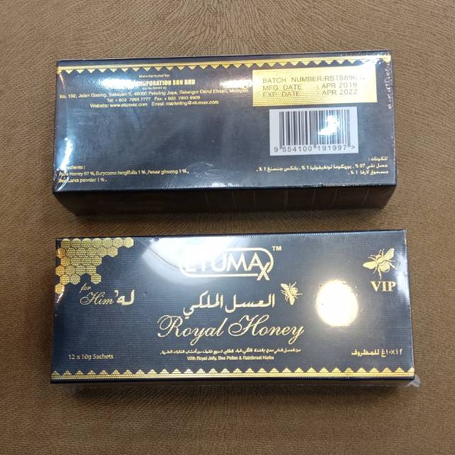 

Etumax Royal Honey VIP for him, produk asli Malaysia isi 12 sachet x 10 gram