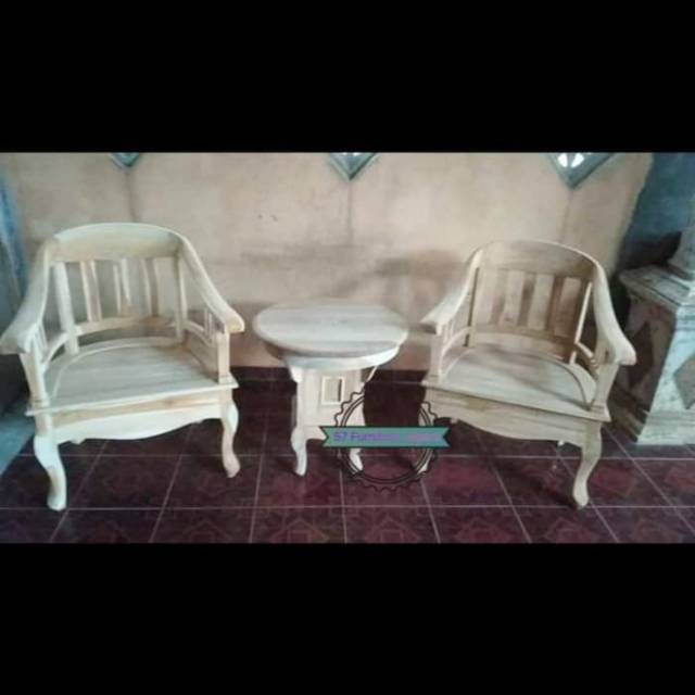 Meja Kursi Teras Model Lengkung Mentahan - Kursi Tamu Antik Jati Jepara