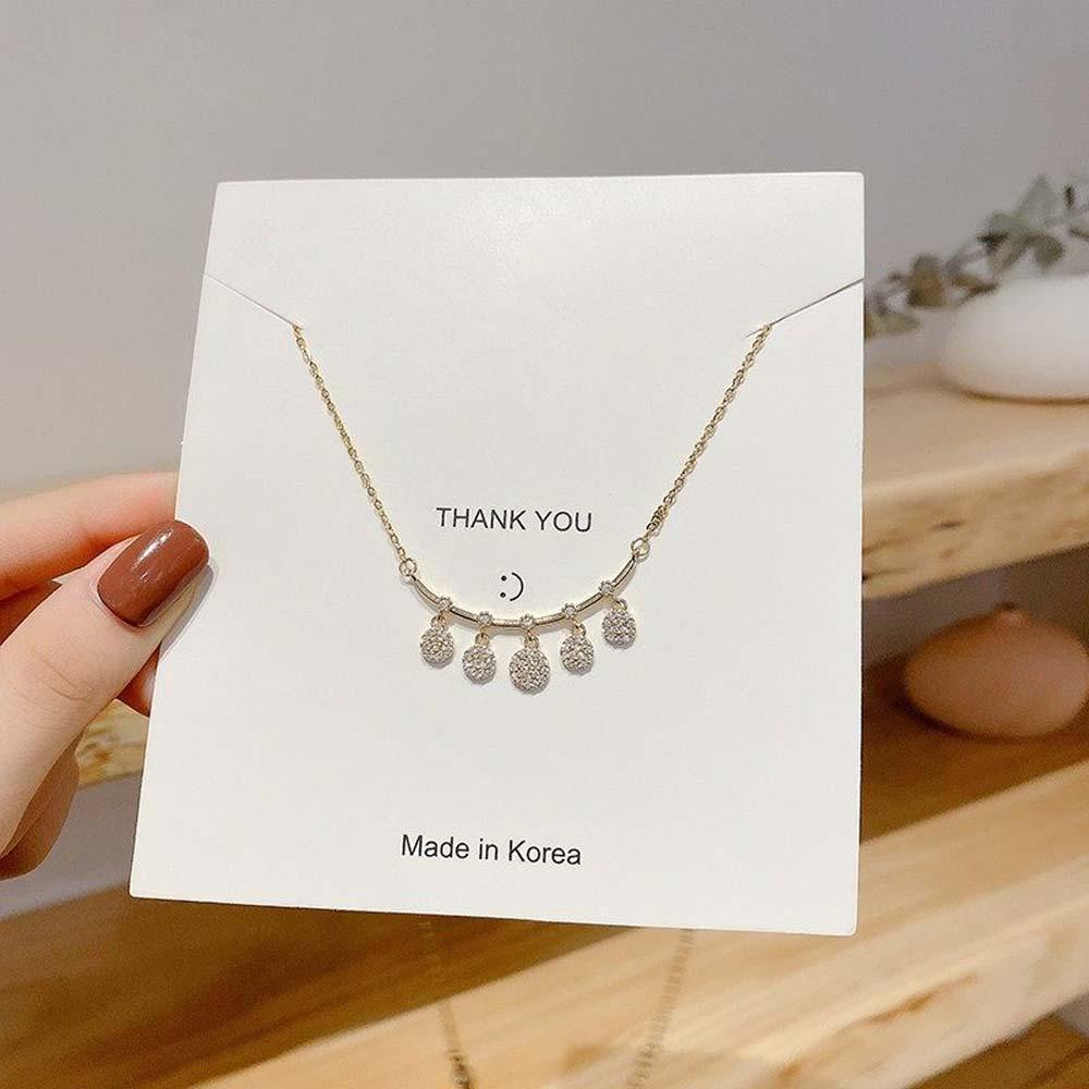 Mxbeauty Kalung Rantai Dengan Liontin Rumbai-Rumbai + Batu Zircon Model Korea / Simple Untuk Wanita