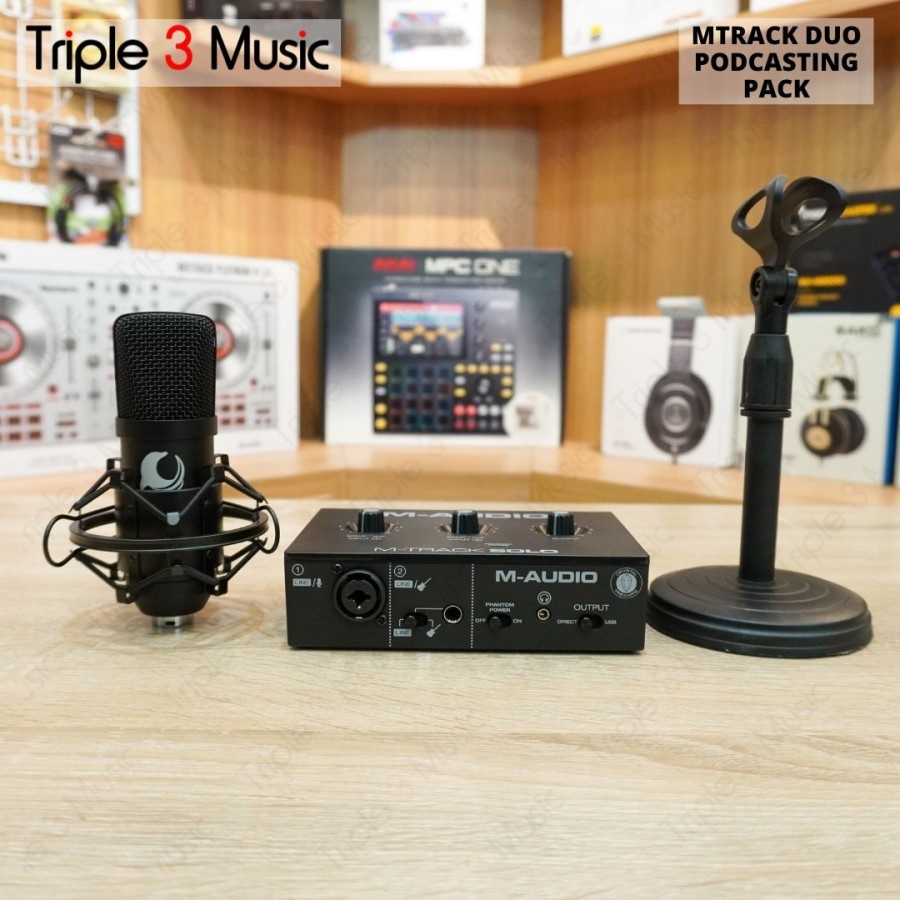 M-audio Mtrack Duo Podcasting pack paket podcast 1 2 orang