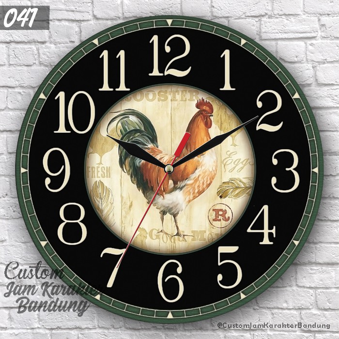 041 Jam Dinding Motif Ayam Jago Hiasan Dinding Klasik - Jam Karakter FREE BATERAI - Premium Jam