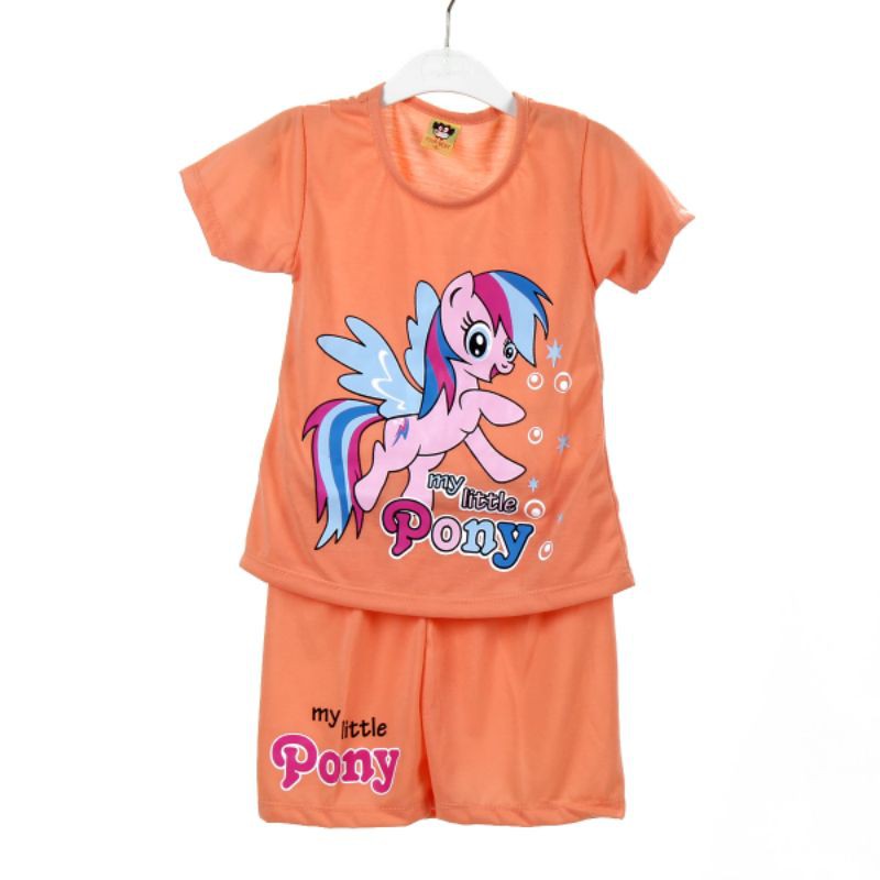 SETELAN SIKUNING PAKAIAN BAJU ANAK PEREMPUAN 2-7 TAHUN MOTIF PONY