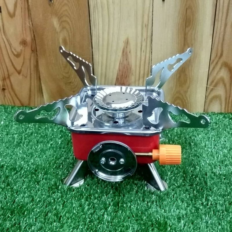 kompor camping kotak kembang portable mini plus sarung