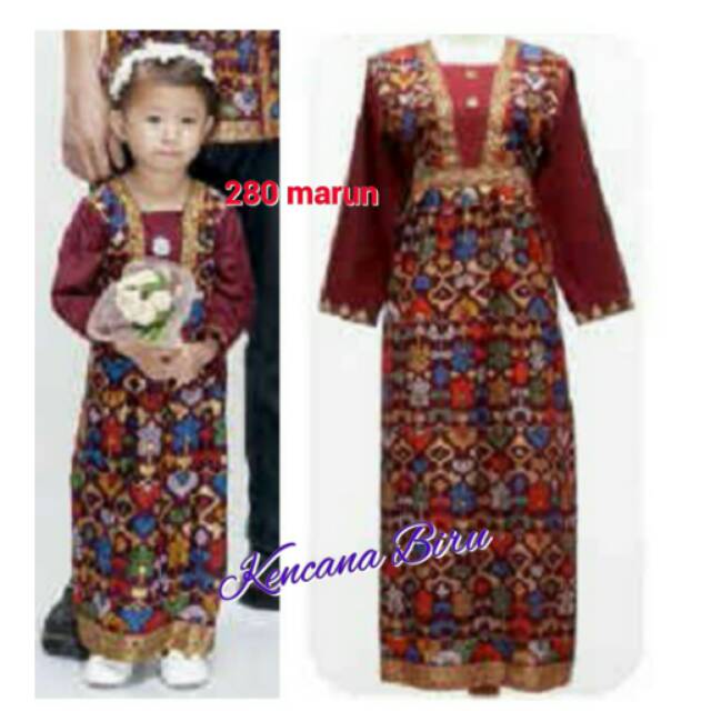 280 marun longdress baju muslim gamis batik anak 2 - 12 thn