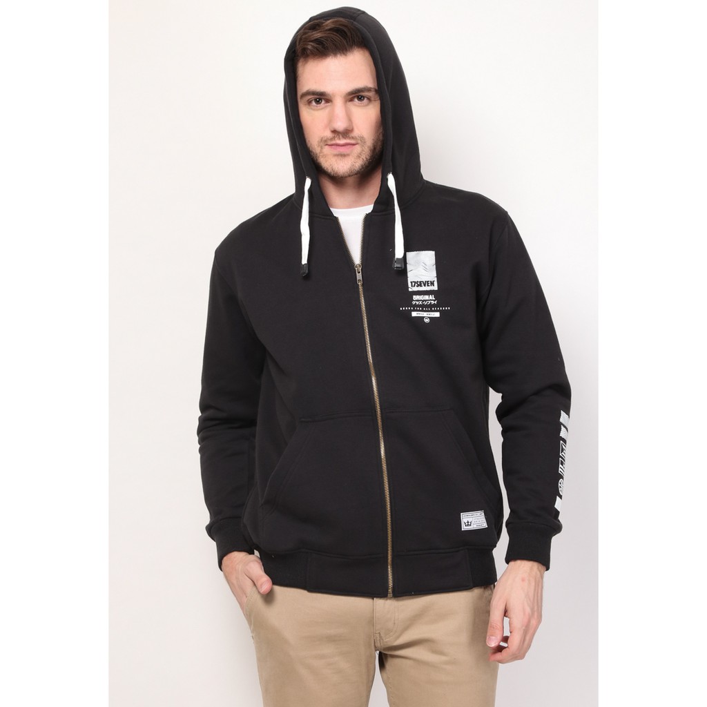 

17Seven Original Sweater Ziphoodie Jumper Sablon Pria 0007-Lineblack