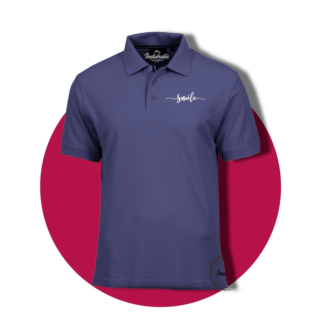Indoholic Atasan Baju Pakaian Pria Kaos Kerah Polo Shirt Poloshirt Olahraga Sport Otomotif Wanita Original Katun Pique 100% Smile