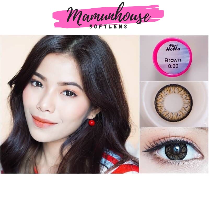 ORIGINAL Softlens Kitty Kawaii Mini Holla (Natural Big Eyes) Warna Gray Grey Brown Minus Murah Sofle