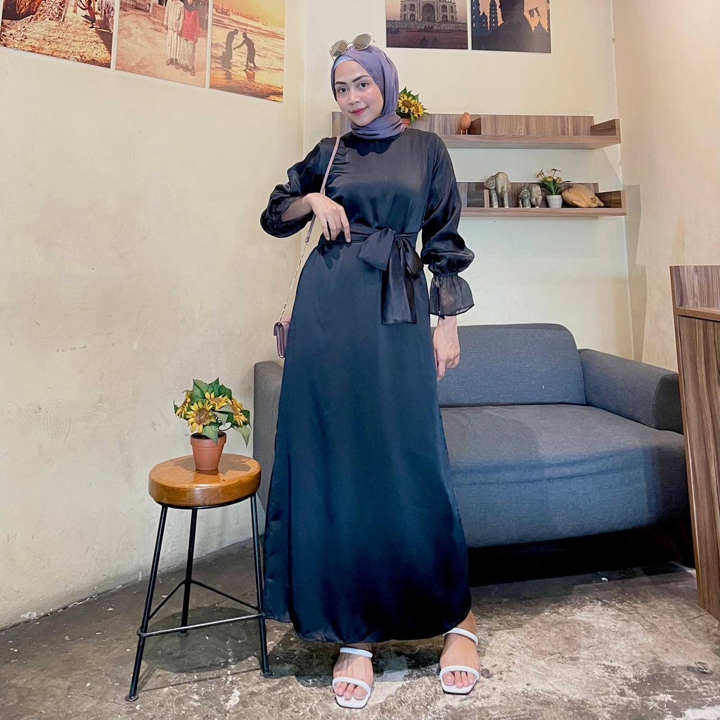 Ava Dress Organza Baju Pesta Gamis Satin Silk Muslim Kondangan Wanita