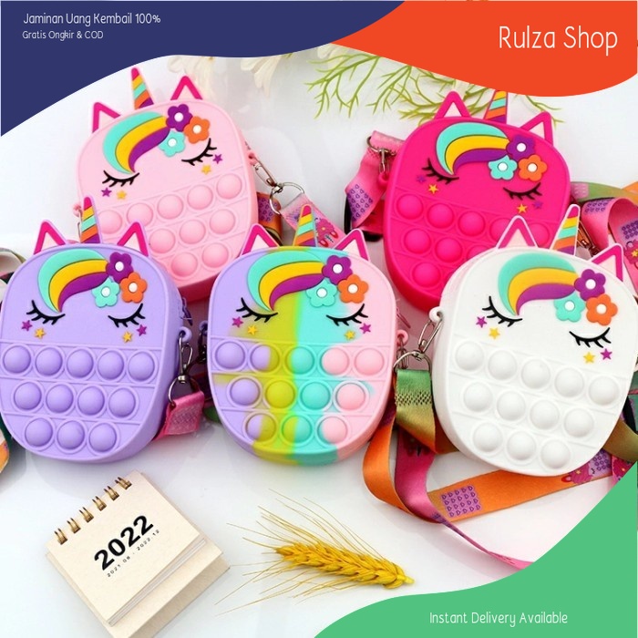 Tas Selempang Anak Pop It Jelly Rubber Little Pony Unicorn Kuda Poni